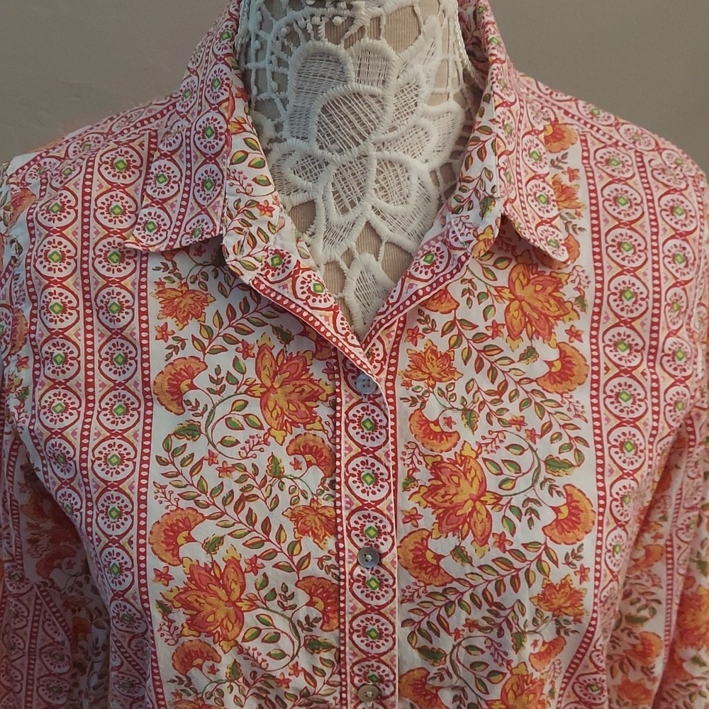 LUCKY BRAND Womens Floral Button-Down Long Sleeve Top - Picture 2 of 13